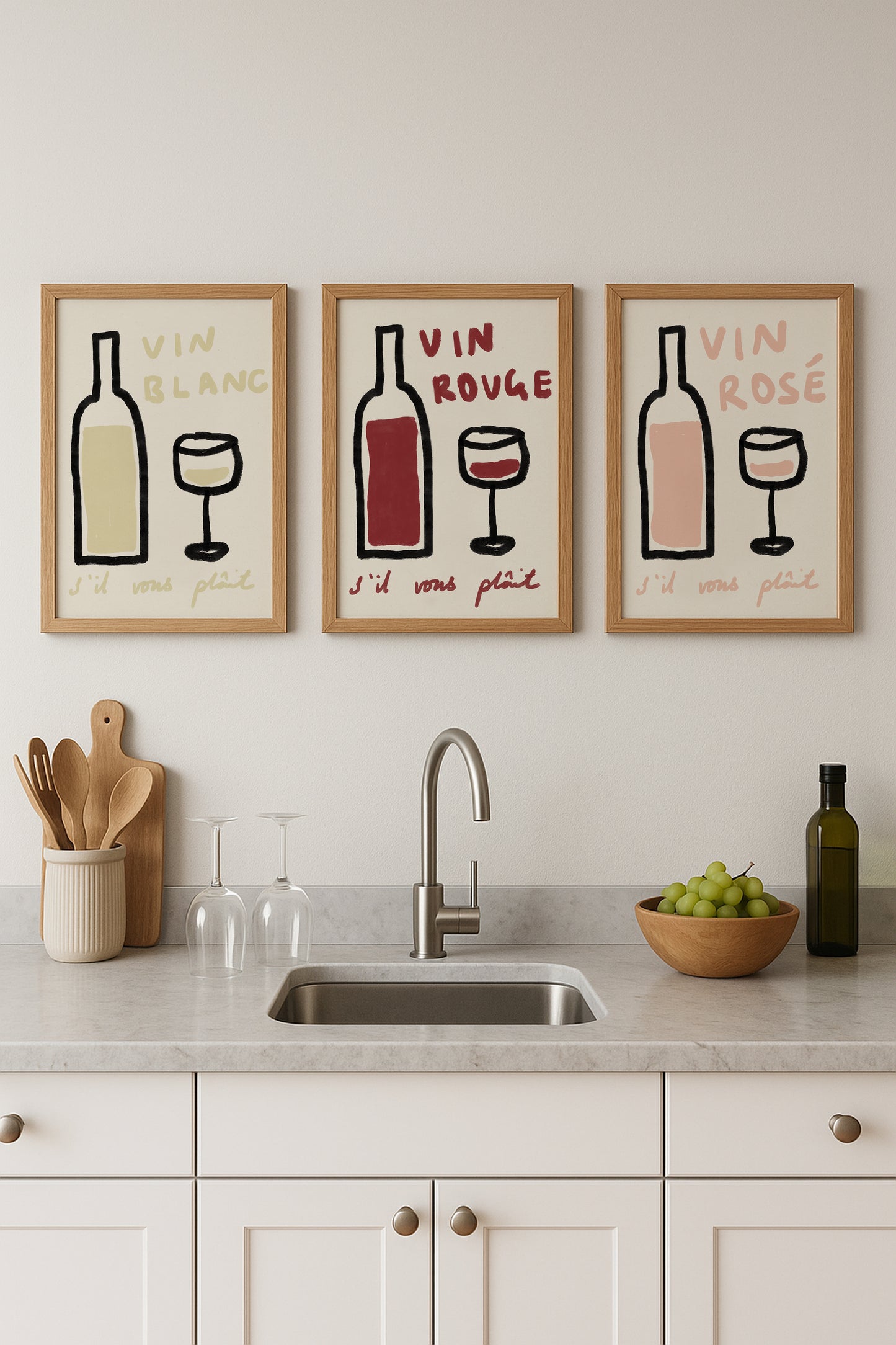 Rose Wine Please Kitchen Print