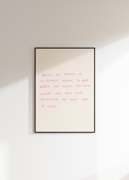 Adulting Handwritten Quote Print