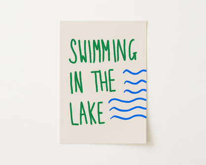 Swimming In The Lake Print