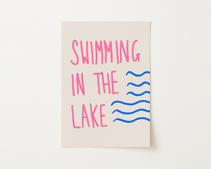 Swimming In The Lake Print