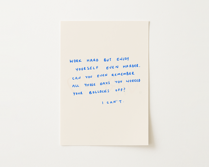 Work Hard Handwritten Quote Print