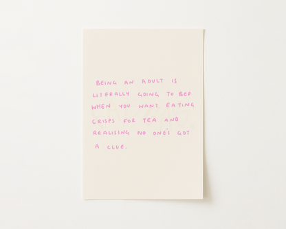 Adulting Handwritten Quote Print