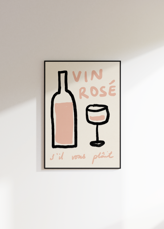 Rose Wine Please Kitchen Print
