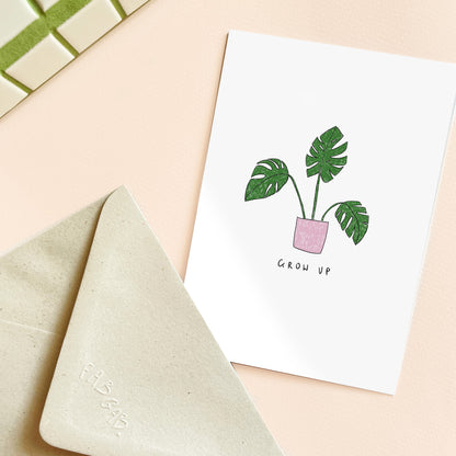 Grow Up Monstera Plant Card