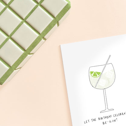 Gin & Tonic Cocktail Birthday Card