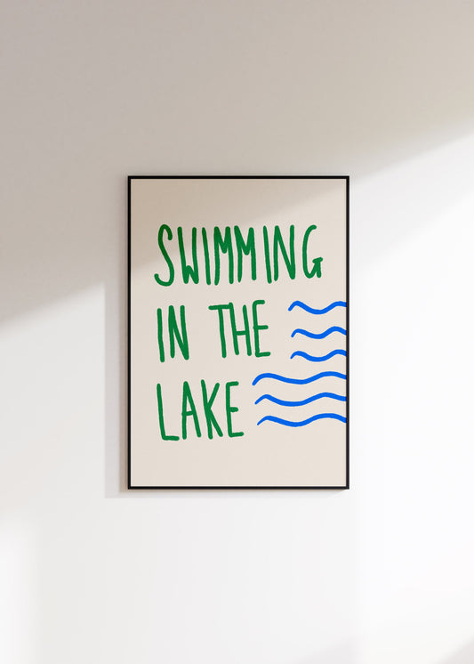 Swimming In The Lake Print